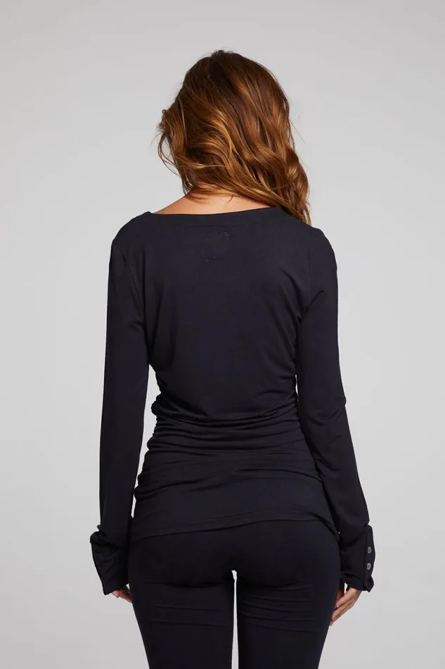 Womens Tops Chaser Brand Priscilla Licorice Long Sleeve