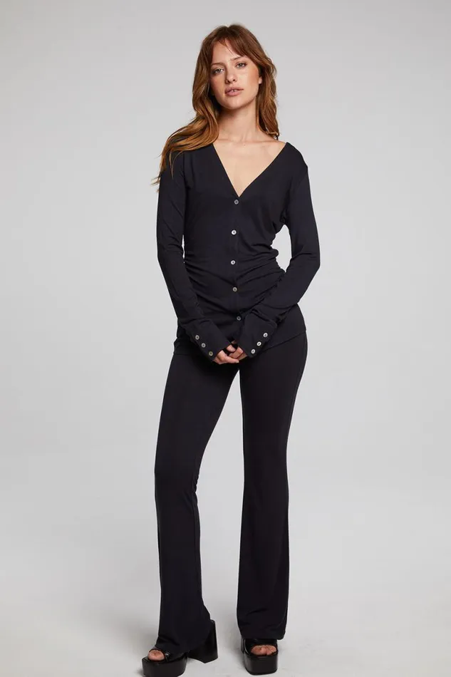 Womens Tops Chaser Brand Priscilla Licorice Long Sleeve