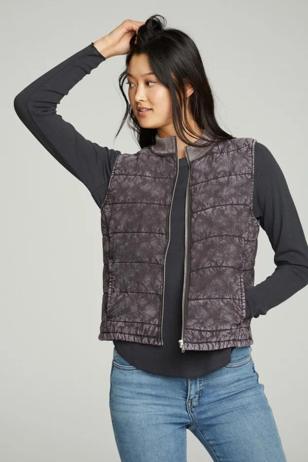 Womens Tops Chaser Brand Quilted Mock Neck Puffer Vest