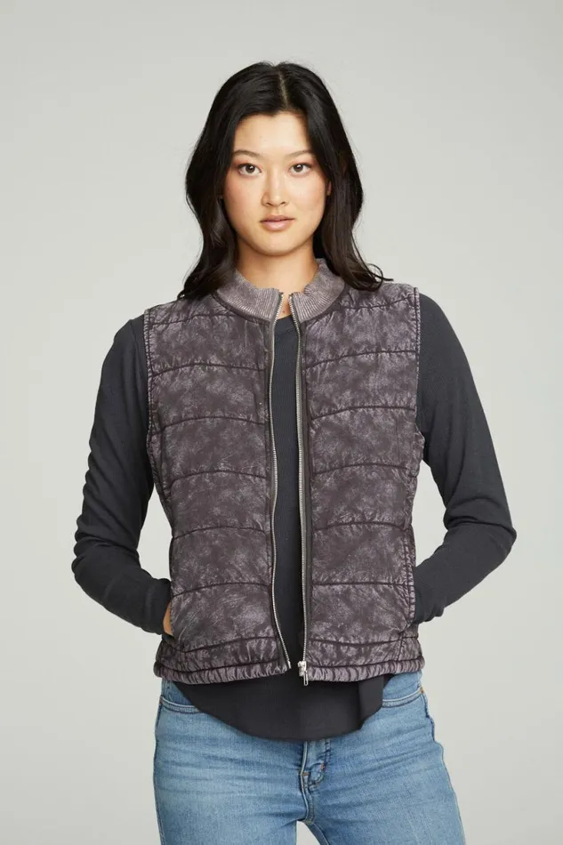 Womens Tops Chaser Brand Quilted Mock Neck Puffer Vest
