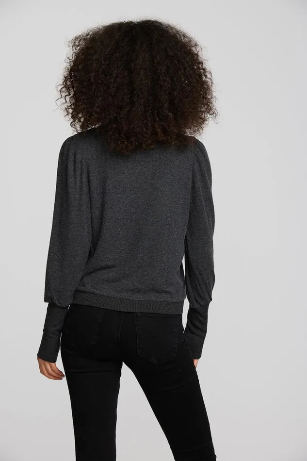Womens Tops Chaser Brand Recycled Bliss Knit Crewneck Pullover With Rib And Puff Sleeve