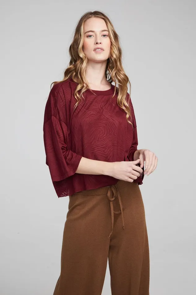 Womens Tops Chaser Brand Shine Wine Red Tee