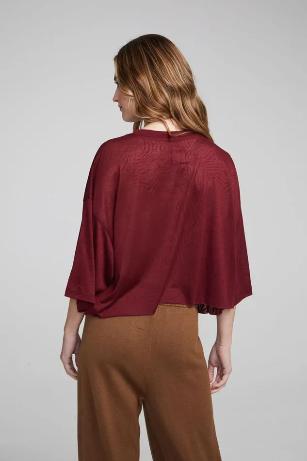 Womens Tops Chaser Brand Shine Wine Red Tee