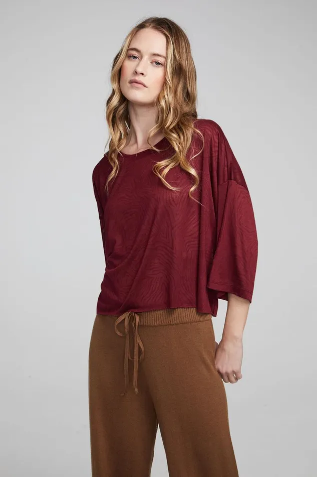 Womens Tops Chaser Brand Shine Wine Red Tee