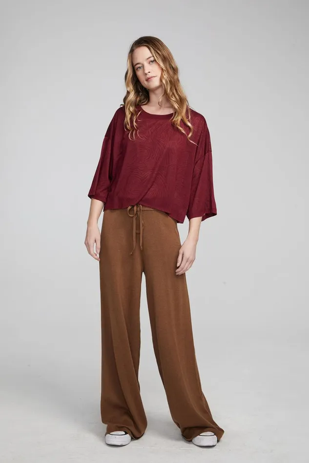 Womens Tops Chaser Brand Shine Wine Red Tee