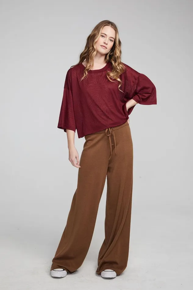 Womens Tops Chaser Brand Shine Wine Red Tee