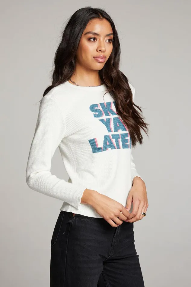 Womens Tops Chaser Brand Ski Ya Later Long Sleeve