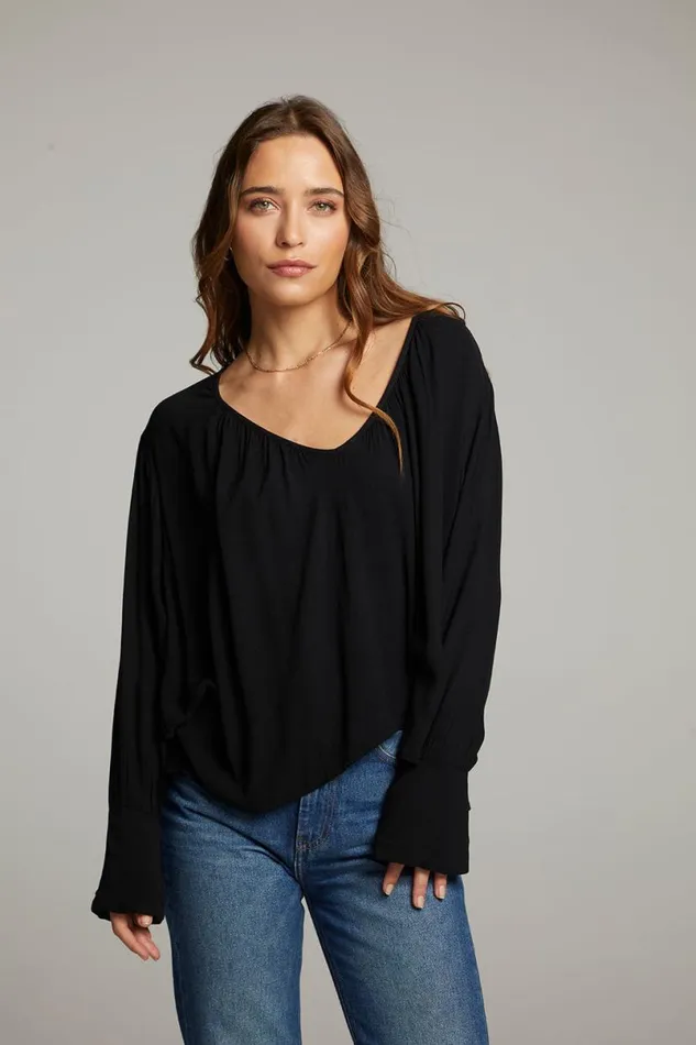 Womens Tops Chaser Brand Warren Licorice Blouse