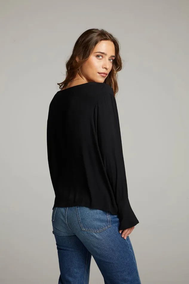 Womens Tops Chaser Brand Warren Licorice Blouse