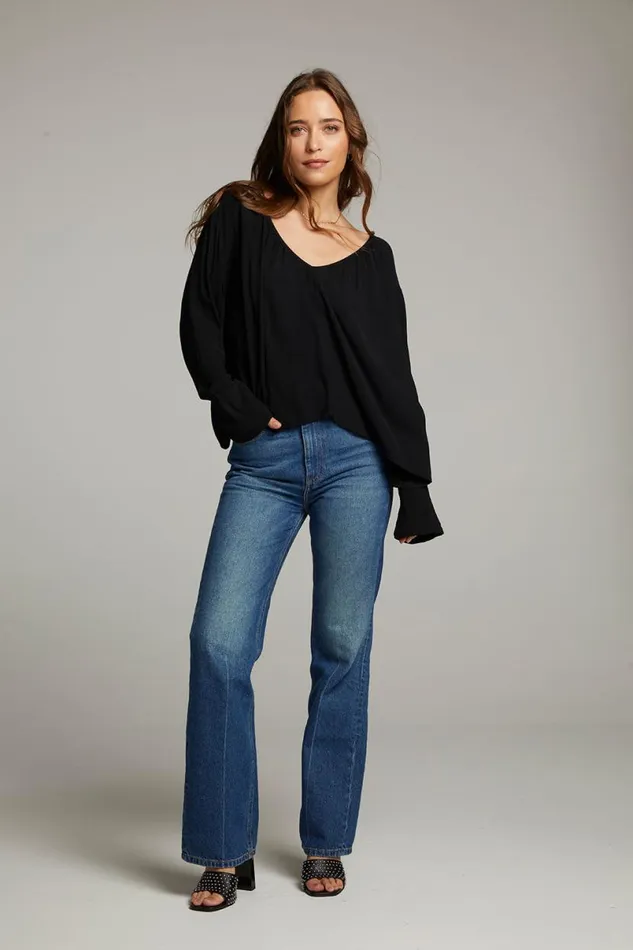 Womens Tops Chaser Brand Warren Licorice Blouse
