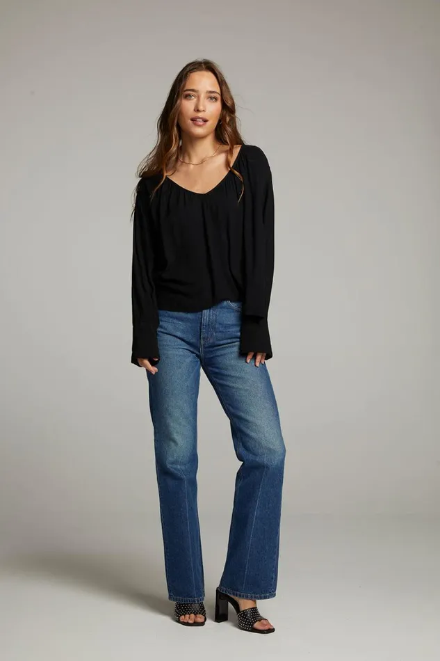 Womens Tops Chaser Brand Warren Licorice Blouse