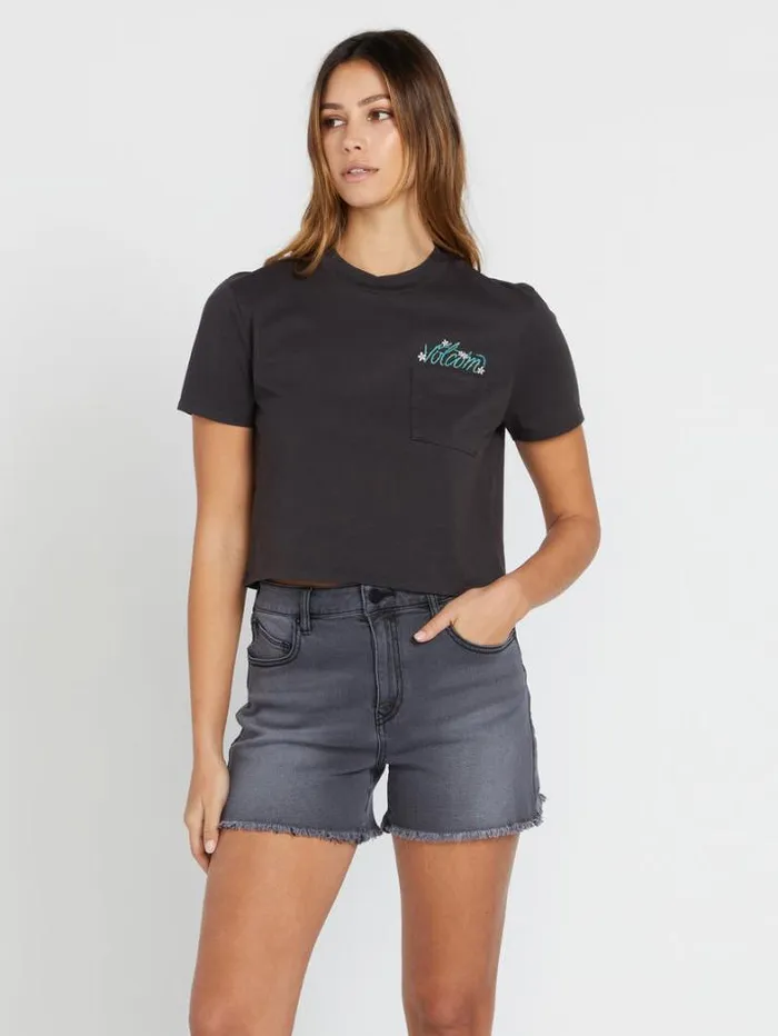 Womens Tops Volcom Pocket Dial Tee 8211 Vintage Black