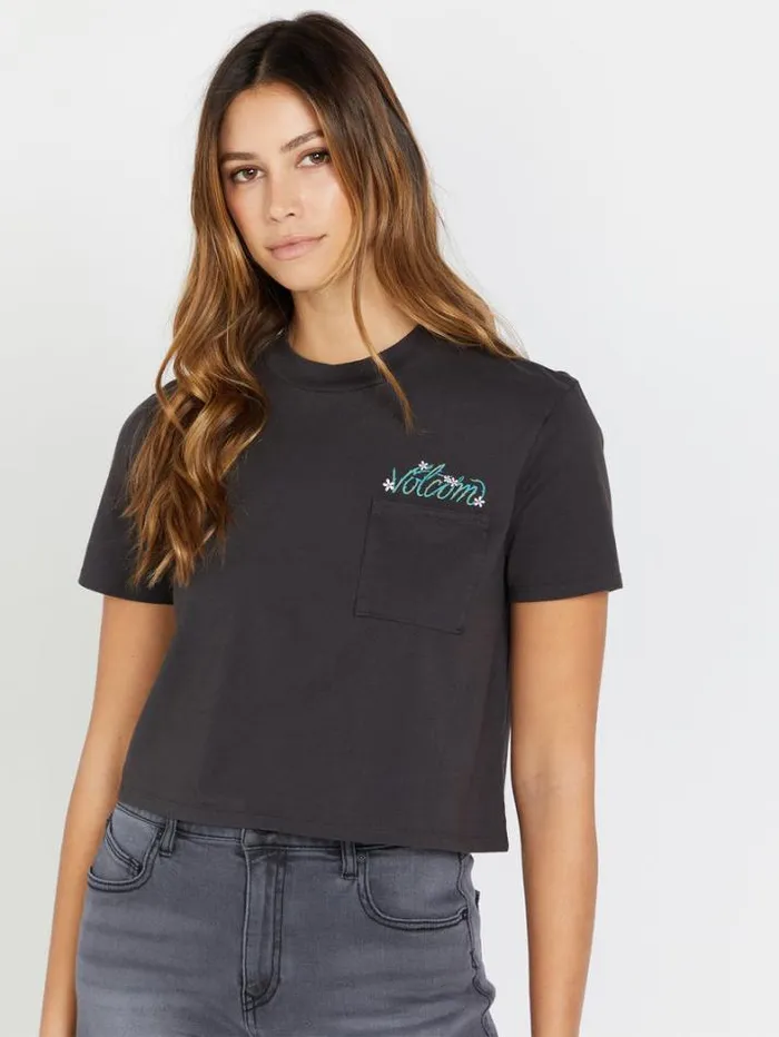 Womens Tops Volcom Pocket Dial Tee 8211 Vintage Black