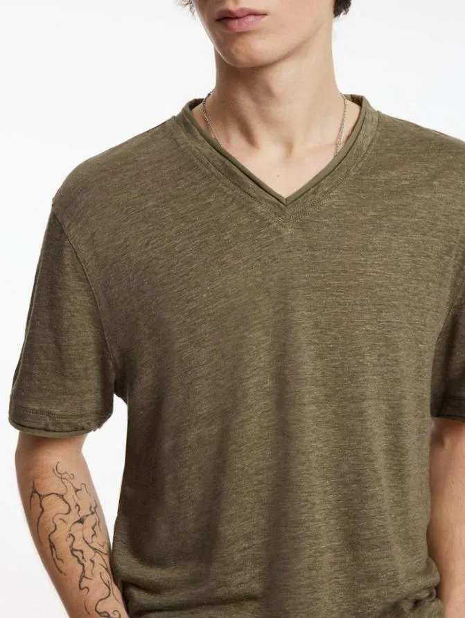WOOSTER VNECK Dk Steel Htr Clothing John Varvatos TShirts