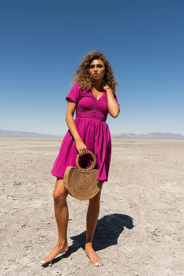 Yani Mini Dress In Magenta Magenta Women Bohme Dresses