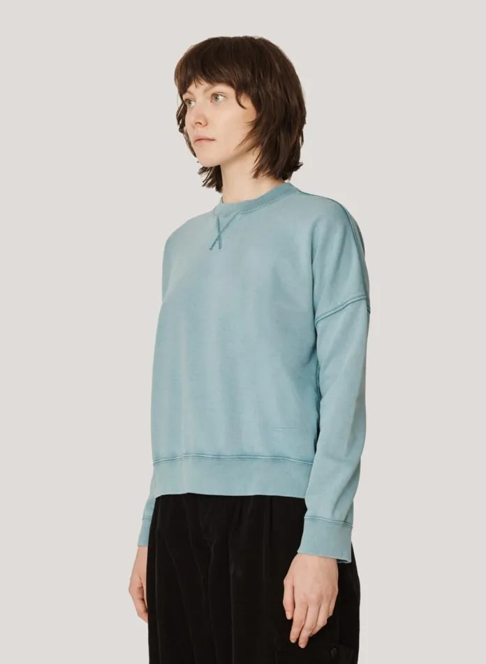 YMC Almost Grown Loopback Cotton Sweatshirt Blue Womens Sweatshirts
