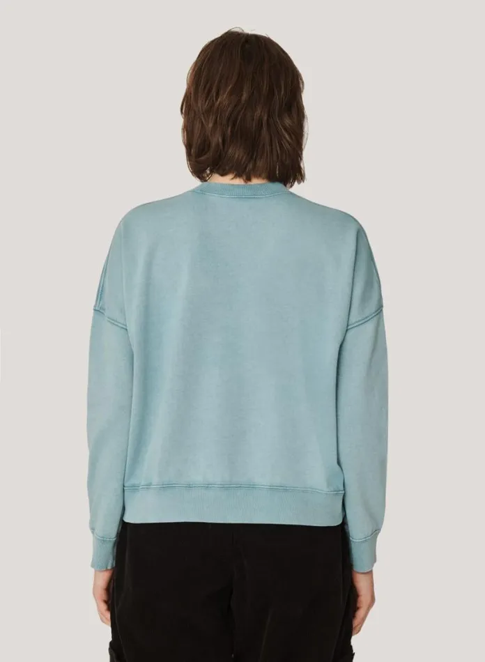 YMC Almost Grown Loopback Cotton Sweatshirt Blue Womens Sweatshirts