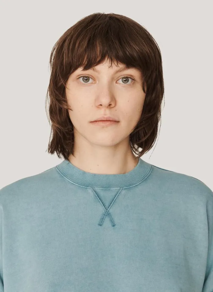 YMC Almost Grown Loopback Cotton Sweatshirt Blue Womens Sweatshirts