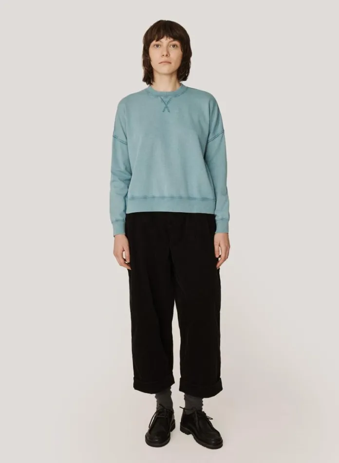 YMC Almost Grown Loopback Cotton Sweatshirt Blue Womens Sweatshirts