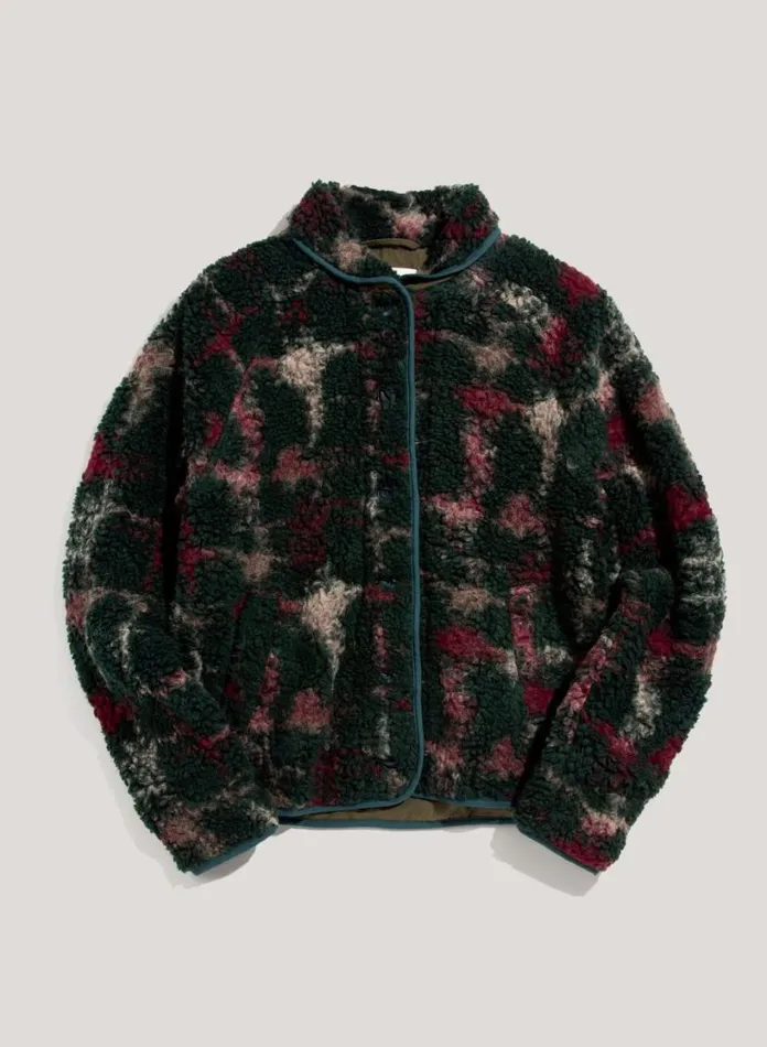 YMC Beach Jacquard Fleece Jacket Green Multi Womens Outerwear