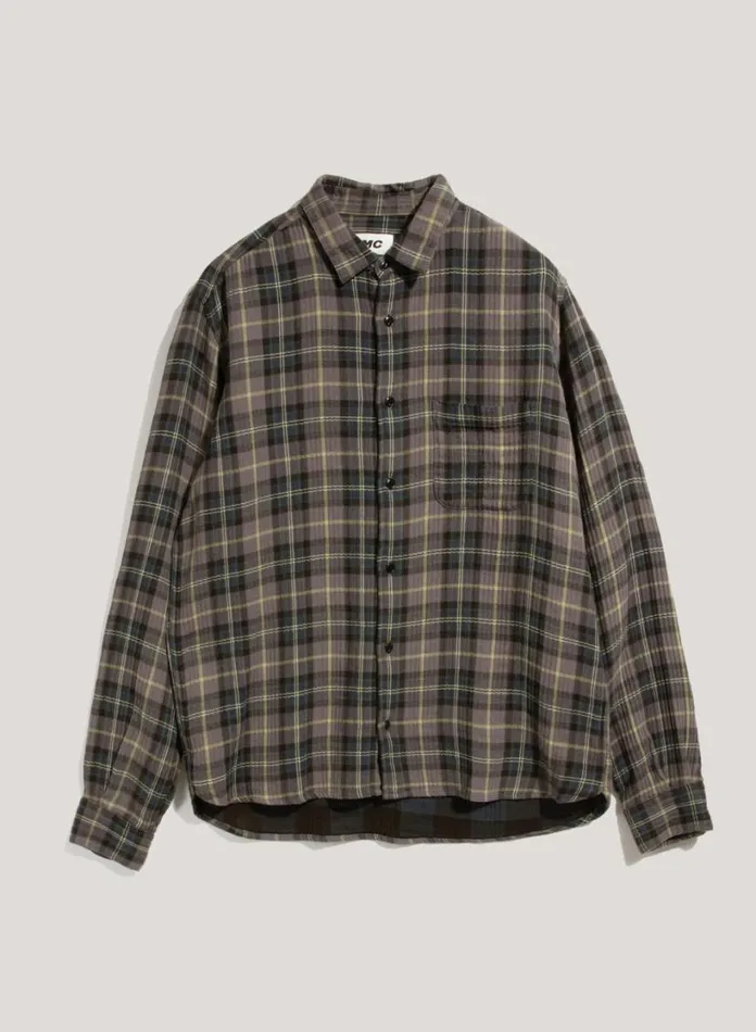 YMC Curtis Check Shirt Green Multi Mens Shirts