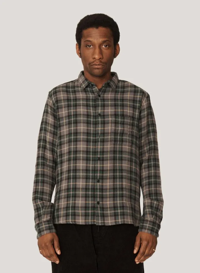 YMC Curtis Check Shirt Green Multi Mens Shirts