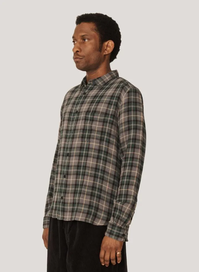 YMC Curtis Check Shirt Green Multi Mens Shirts