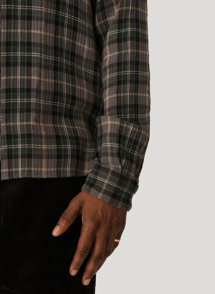 YMC Curtis Check Shirt Green Multi Mens Shirts