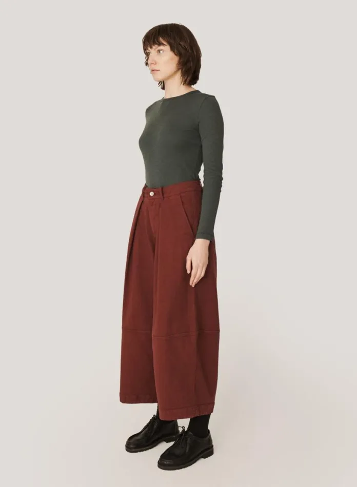 YMC Deadbeat Cotton Twill Trousers Burgundy Womens Trousers