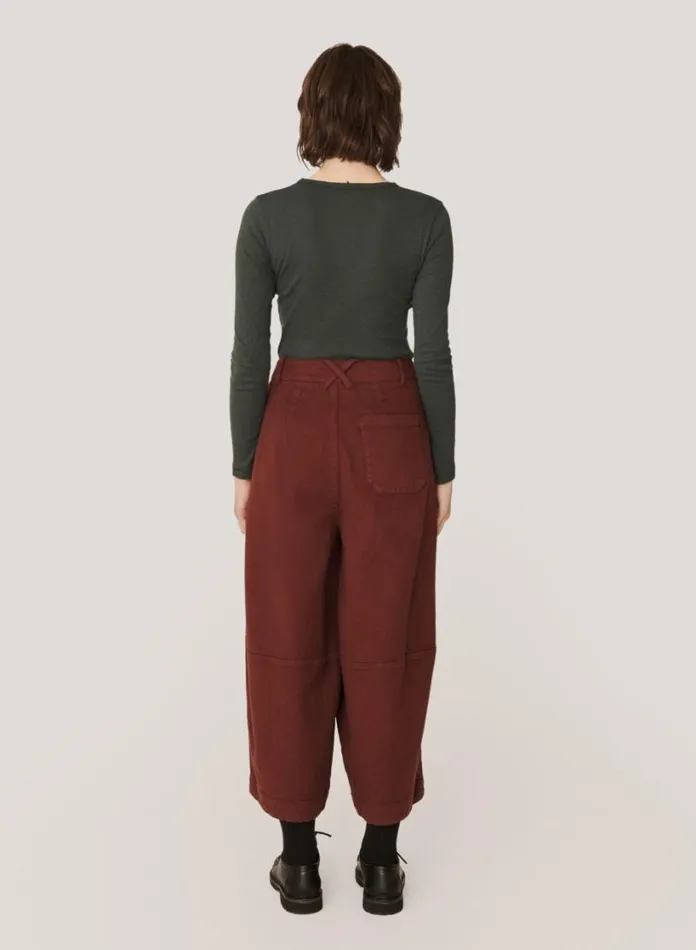 YMC Deadbeat Cotton Twill Trousers Burgundy Womens Trousers