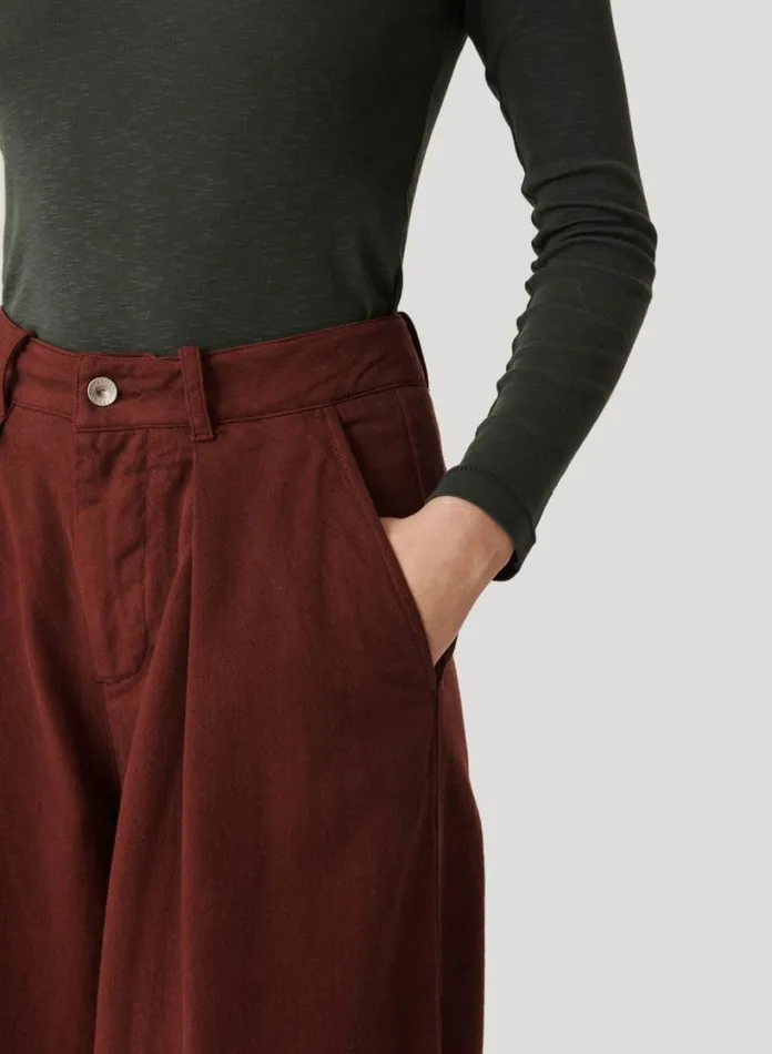 YMC Deadbeat Cotton Twill Trousers Burgundy Womens Trousers