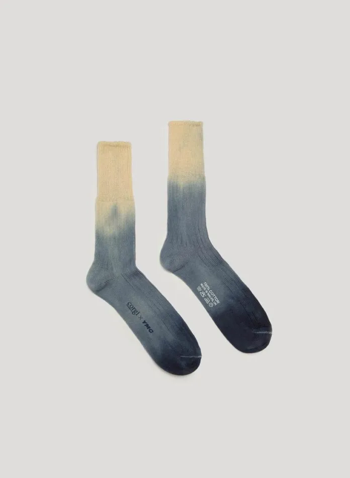 YMC Dip Dye Sock Blue Mens Socks