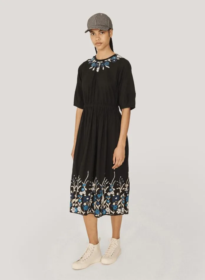 YMC Garden Dress Black Multi Womens Dresses
