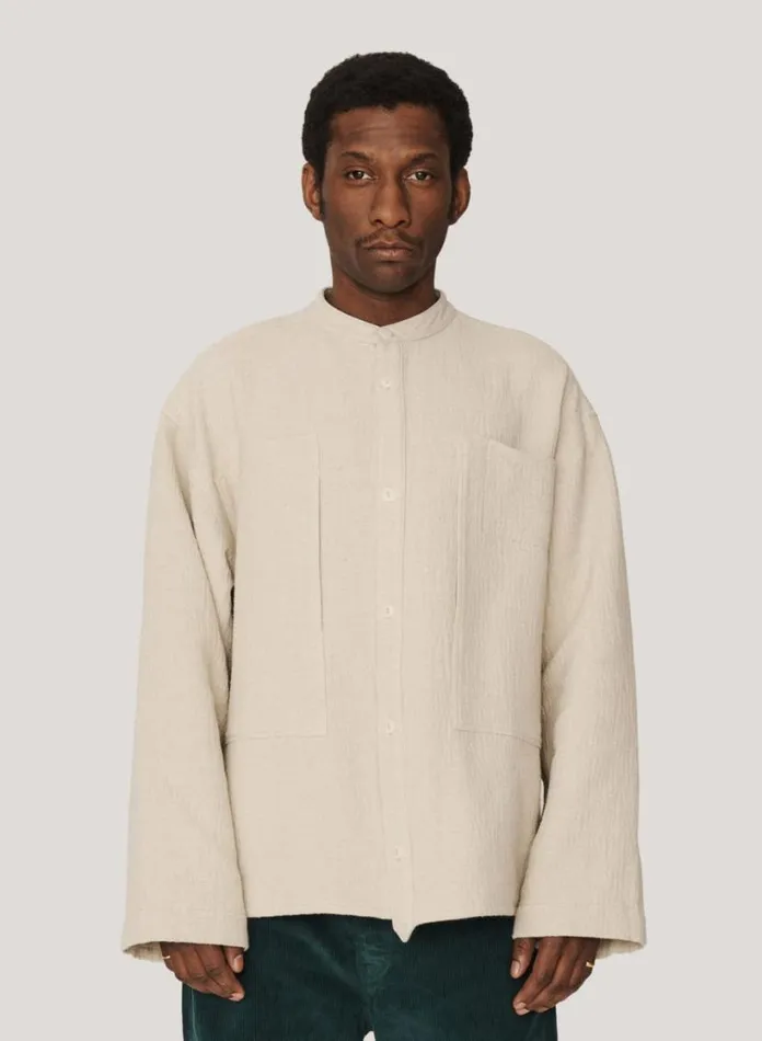 YMC Hawkeye Brushed Overshirt Ecru Mens Shirts