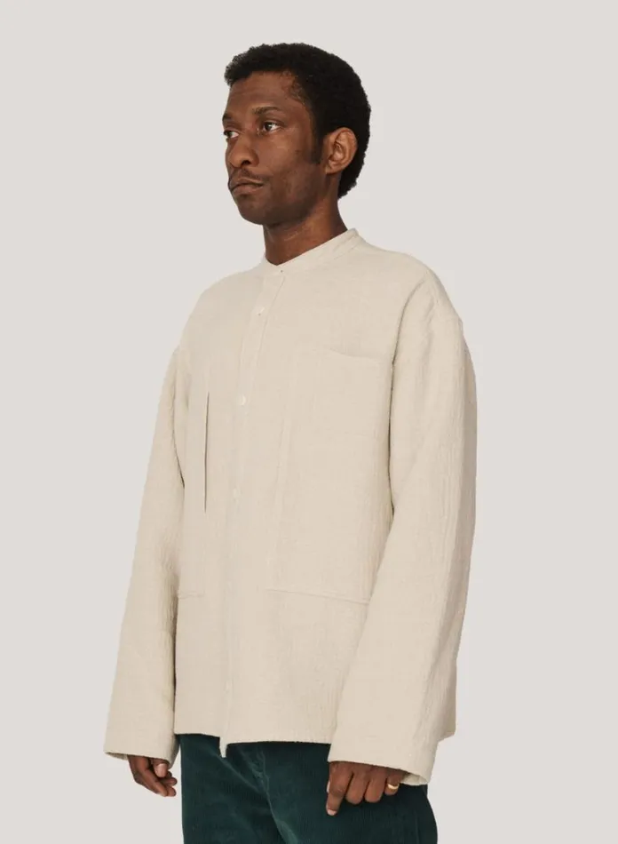 YMC Hawkeye Brushed Overshirt Ecru Mens Shirts