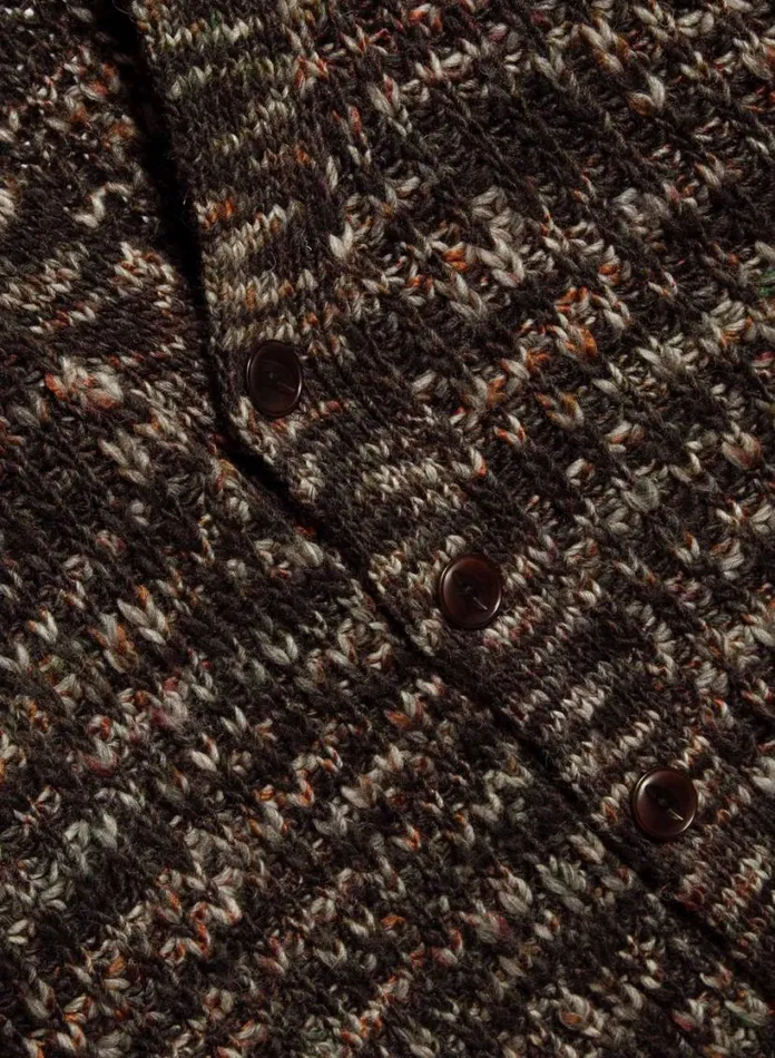 YMC Kurt Space Dyed Cardigan Black Multi Mens Knitwear