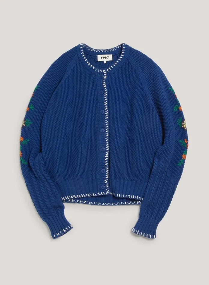 YMC Lotus Cardigan Blue Womens Knitwear