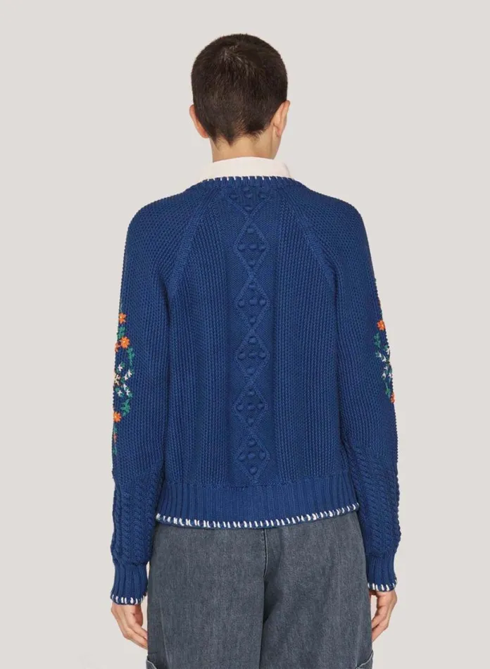 YMC Lotus Cardigan Blue Womens Knitwear