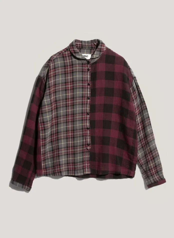 YMC Marianne Check Shirt Burgundy Multi Womens Shirts