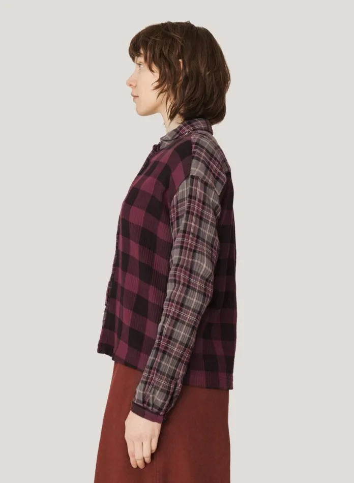 YMC Marianne Check Shirt Burgundy Multi Womens Shirts