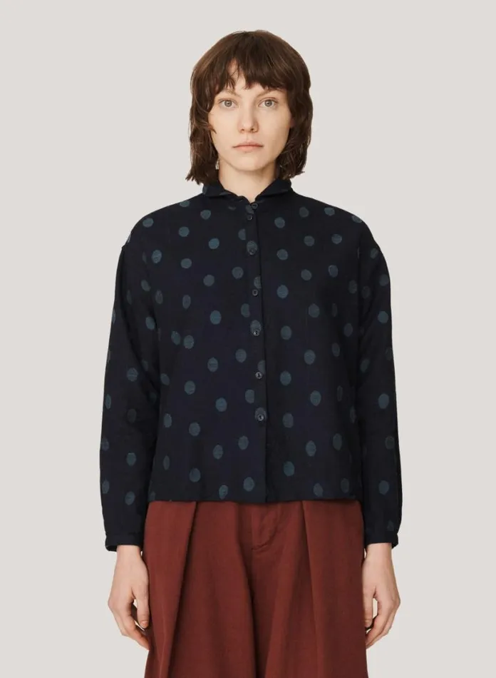 YMC Marianne Jacquard Shirt Indigo Womens Shirts