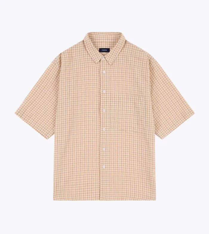 Zanerobe Shirts Men Micro Plaid SS Shirt Orange
