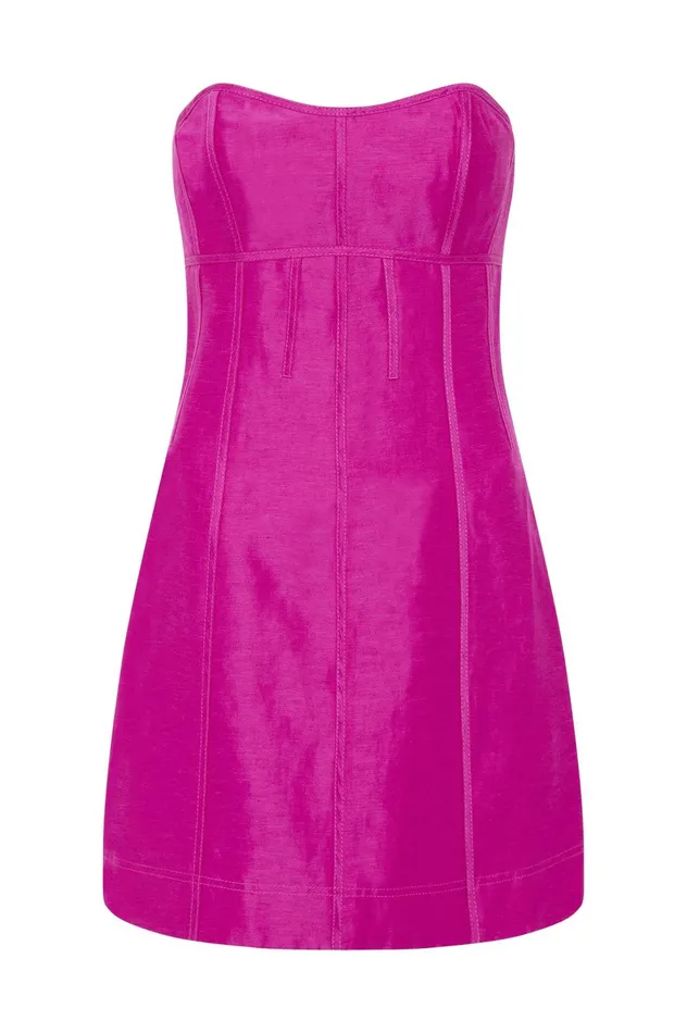 Zayla Strapless Mini Dress Deep Magenta Women Aje Pink Dresses