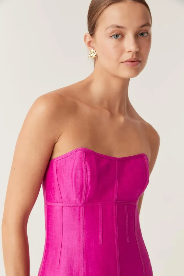 Zayla Strapless Mini Dress Deep Magenta Women Aje Pink Dresses