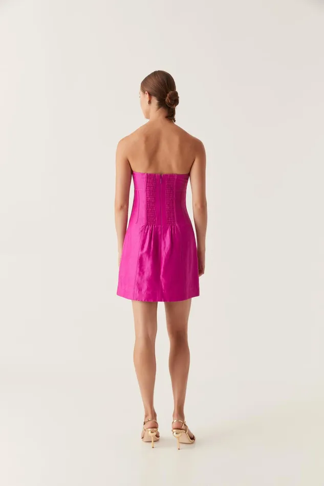 Zayla Strapless Mini Dress Deep Magenta Women Aje Pink Dresses