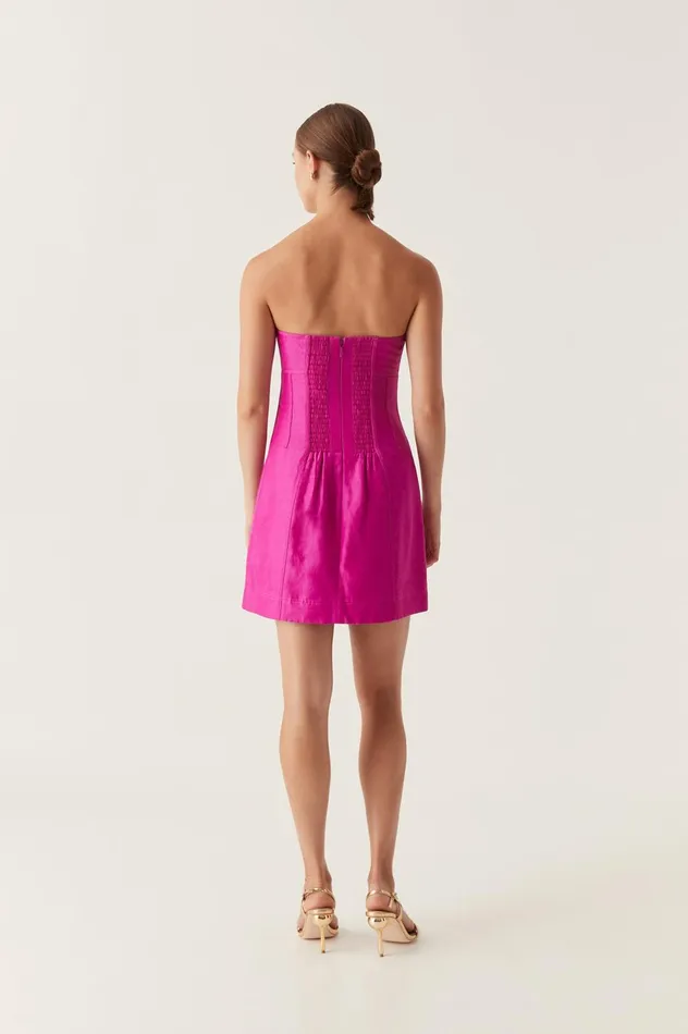 Zayla Strapless Mini Dress Deep Magenta Women Aje Pink Dresses